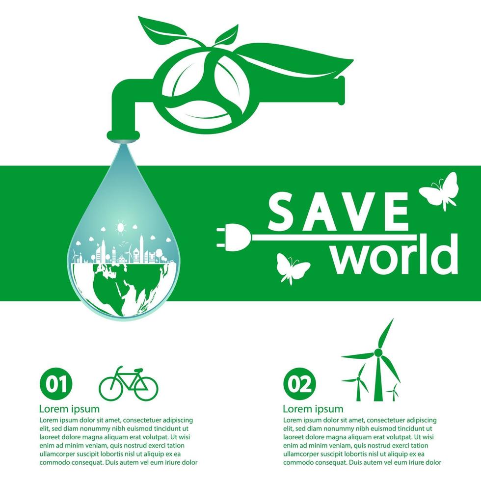 World with eco-friendly concept banner template vector