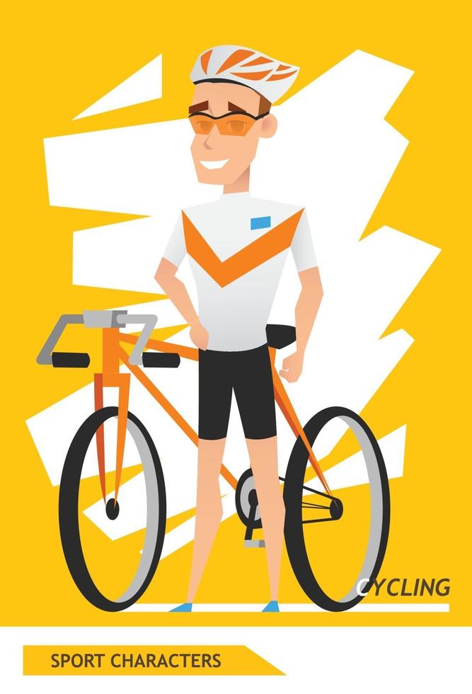 Sport characters cycling player vector design