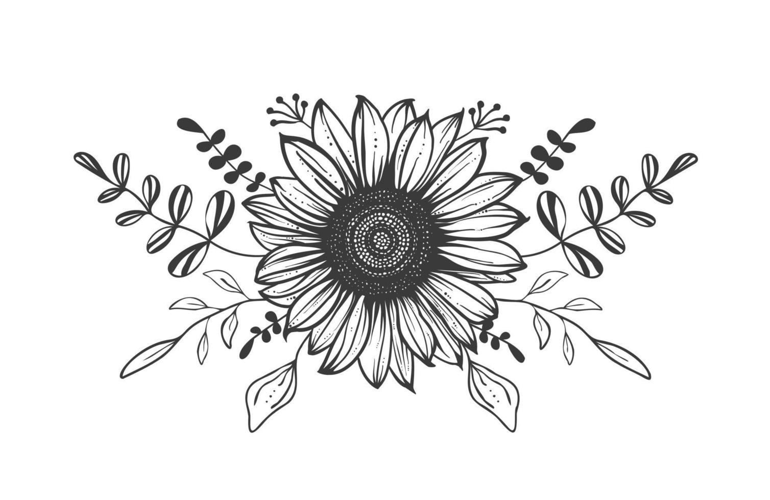 Flower composition. Hand drawn illustration. vector