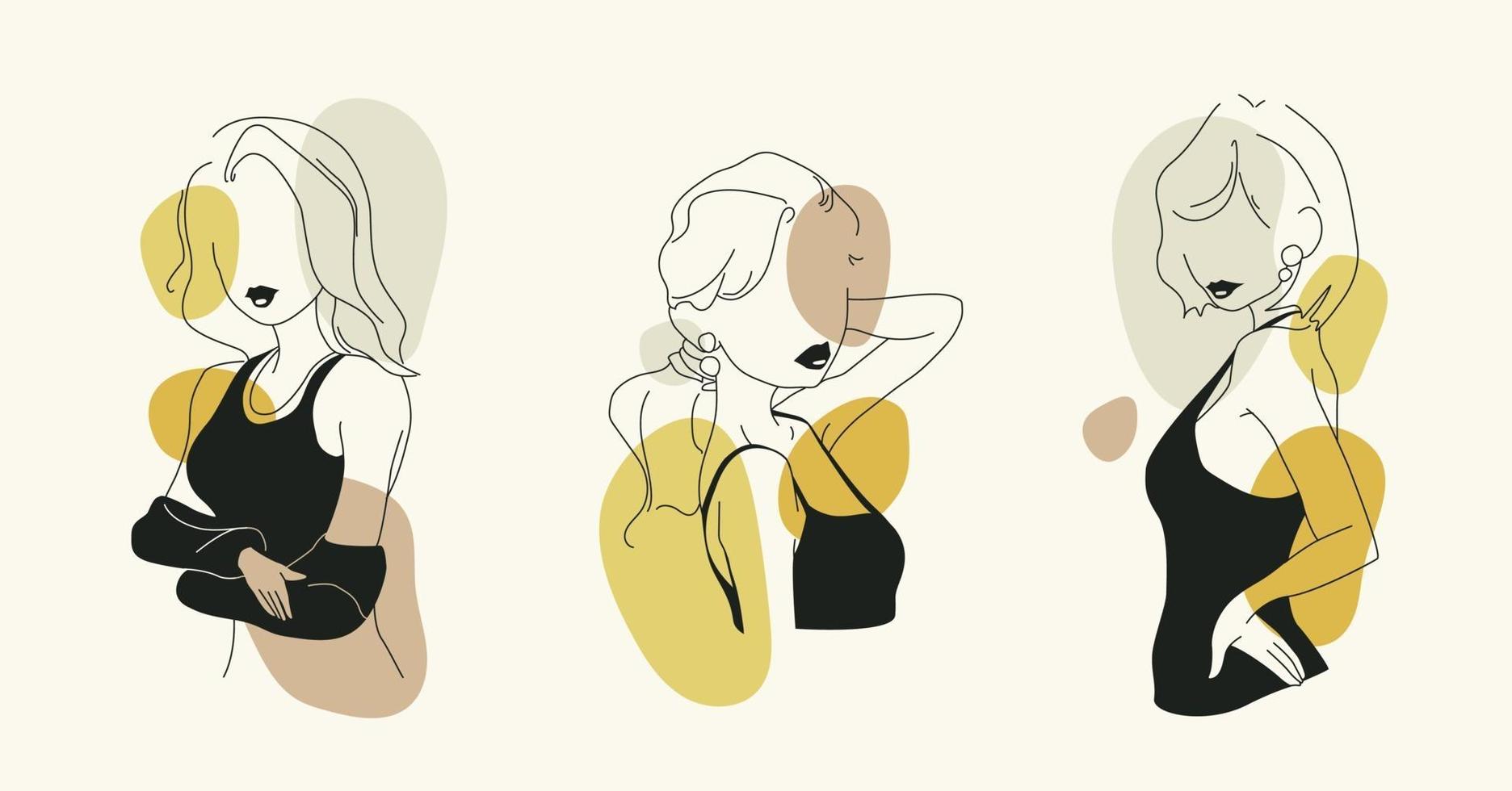 conjunto de chicas sin rostro. ilustraciones de moda. vector