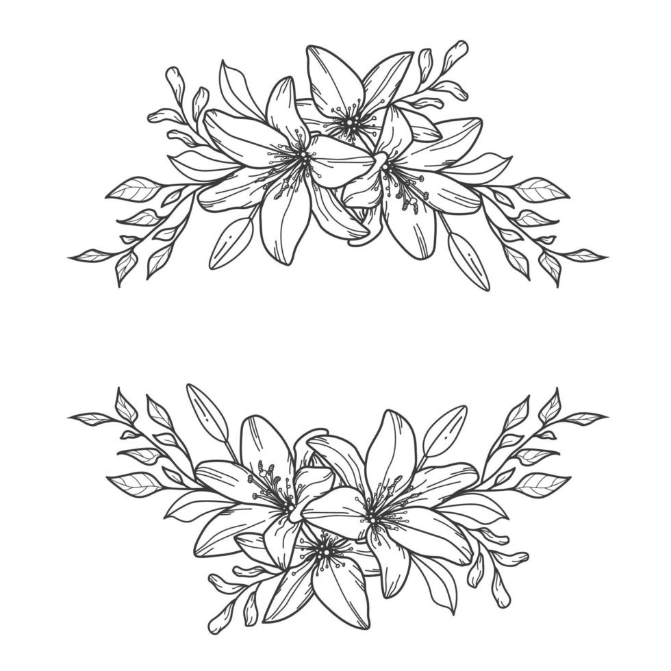 Lily swag. Flower border. Floral frame. vector
