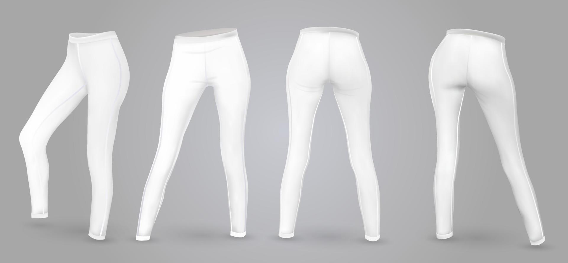 Women leggings mockup in front and back view, isolated on a gray background. 3D realistic vector illustration