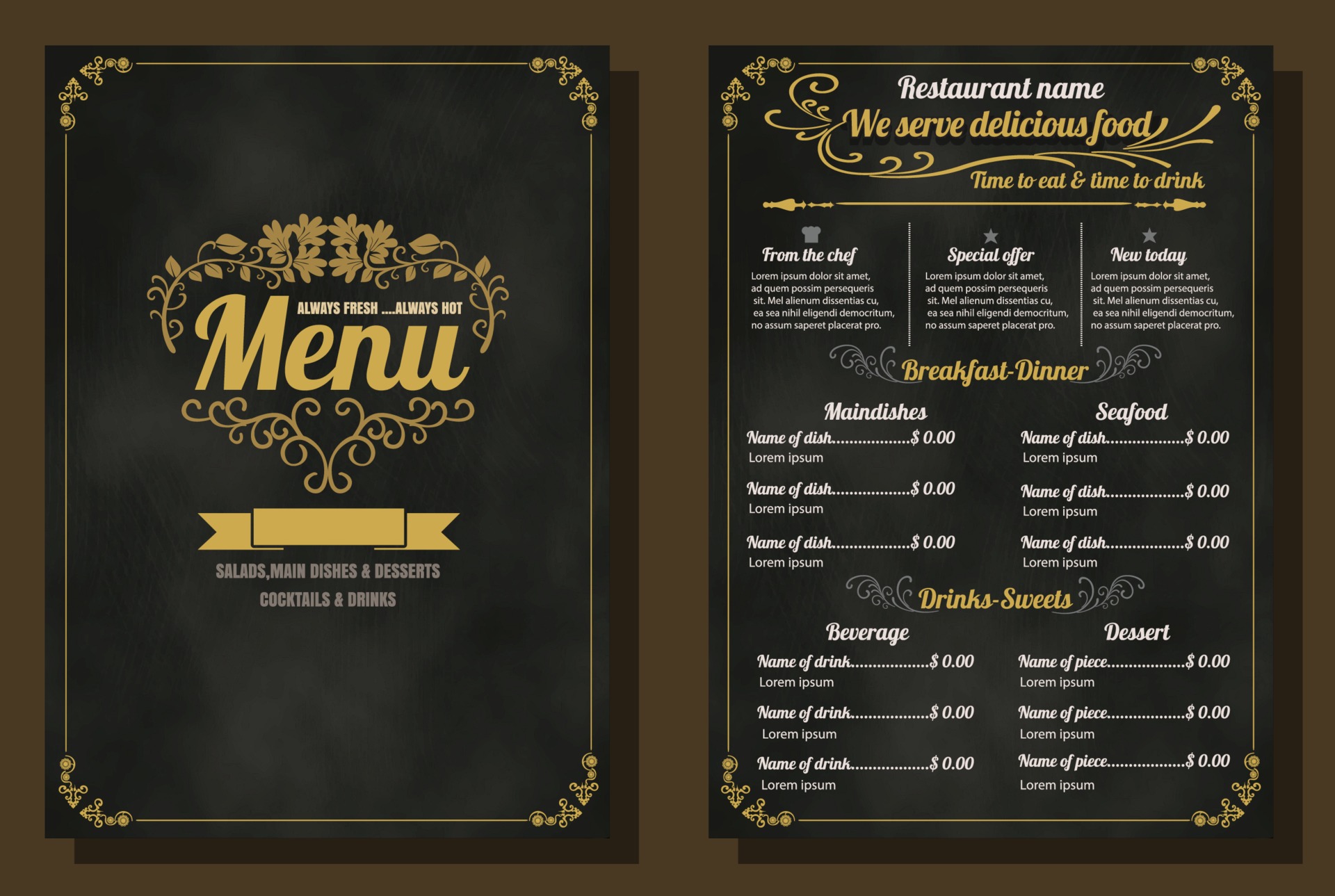 Restaurant Food Menu Vintage Design With Chalkboard Background Vector Format Eps10 Vector Art At Vecteezy