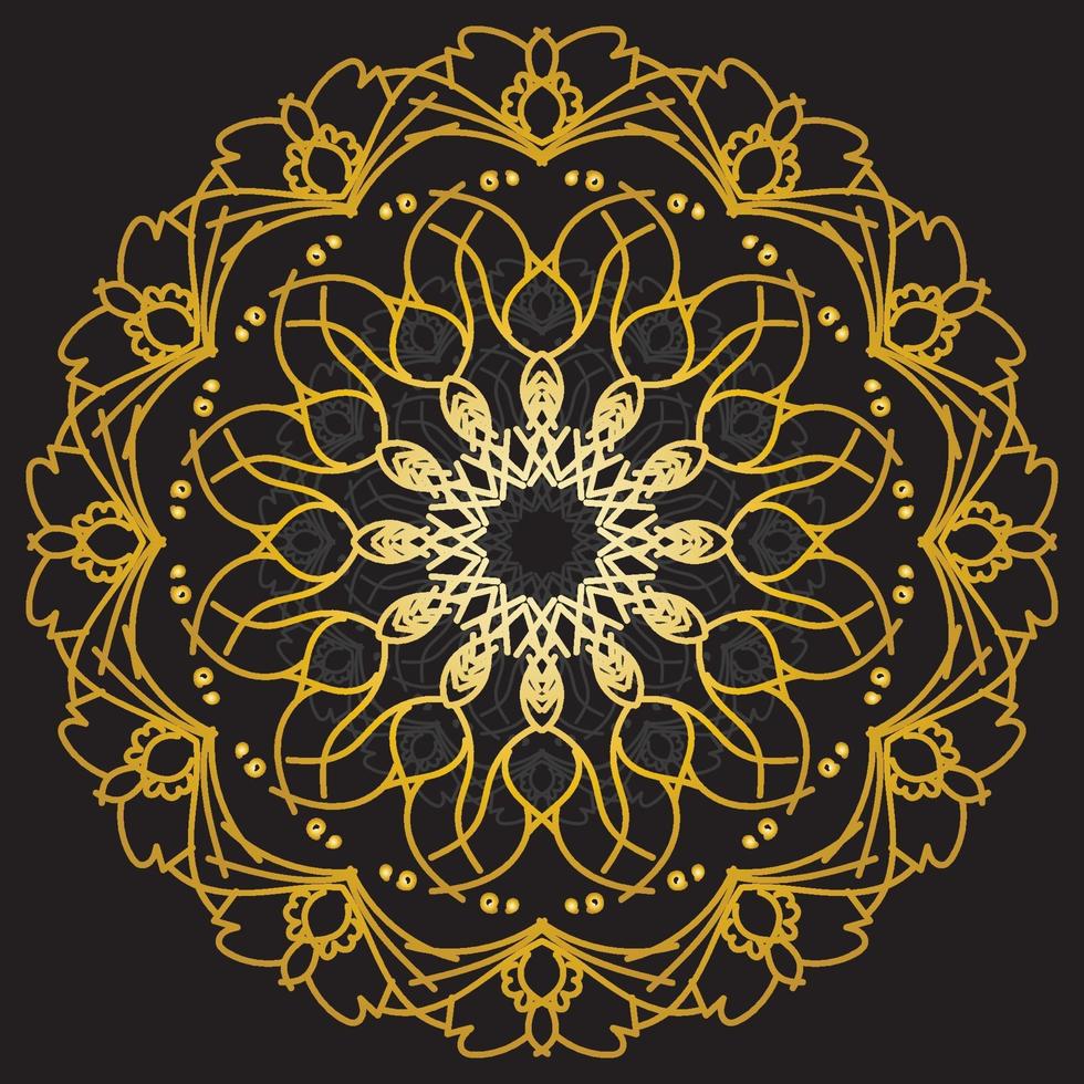 linda flor ornamental mandala de oro vector