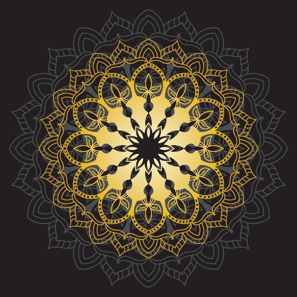 linda flor ornamental mandala de oro vector