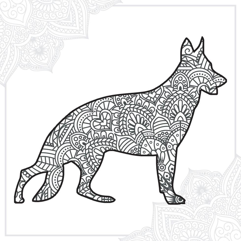 Dog Mandala. Vintage decorative elements. Oriental pattern, vector illustration.