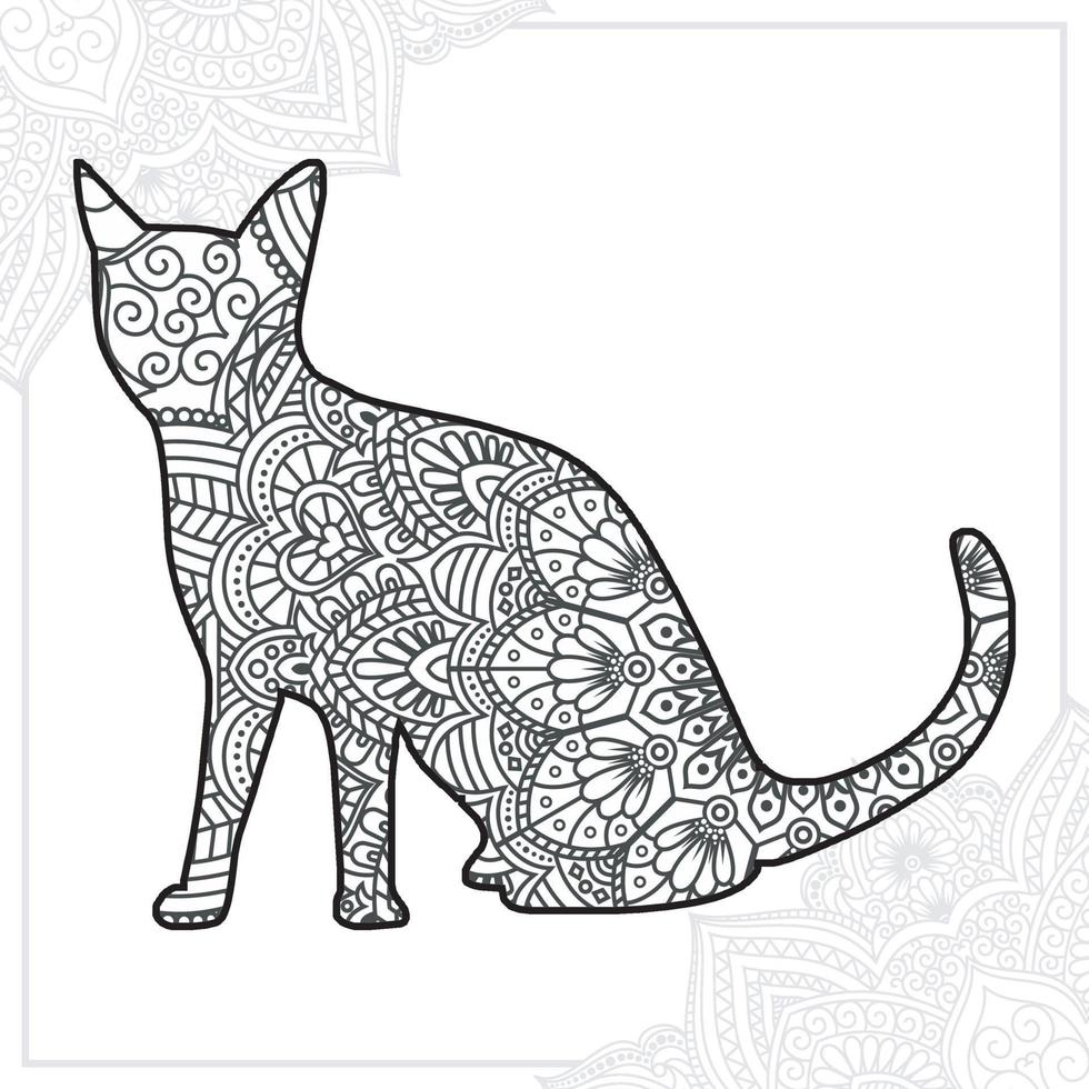 Cat Mandala. Vintage decorative elements. Oriental pattern, vector illustration.