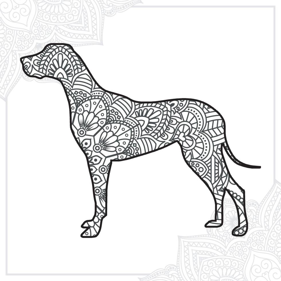 Dog Mandala. Vintage decorative elements. Oriental pattern, vector illustration.