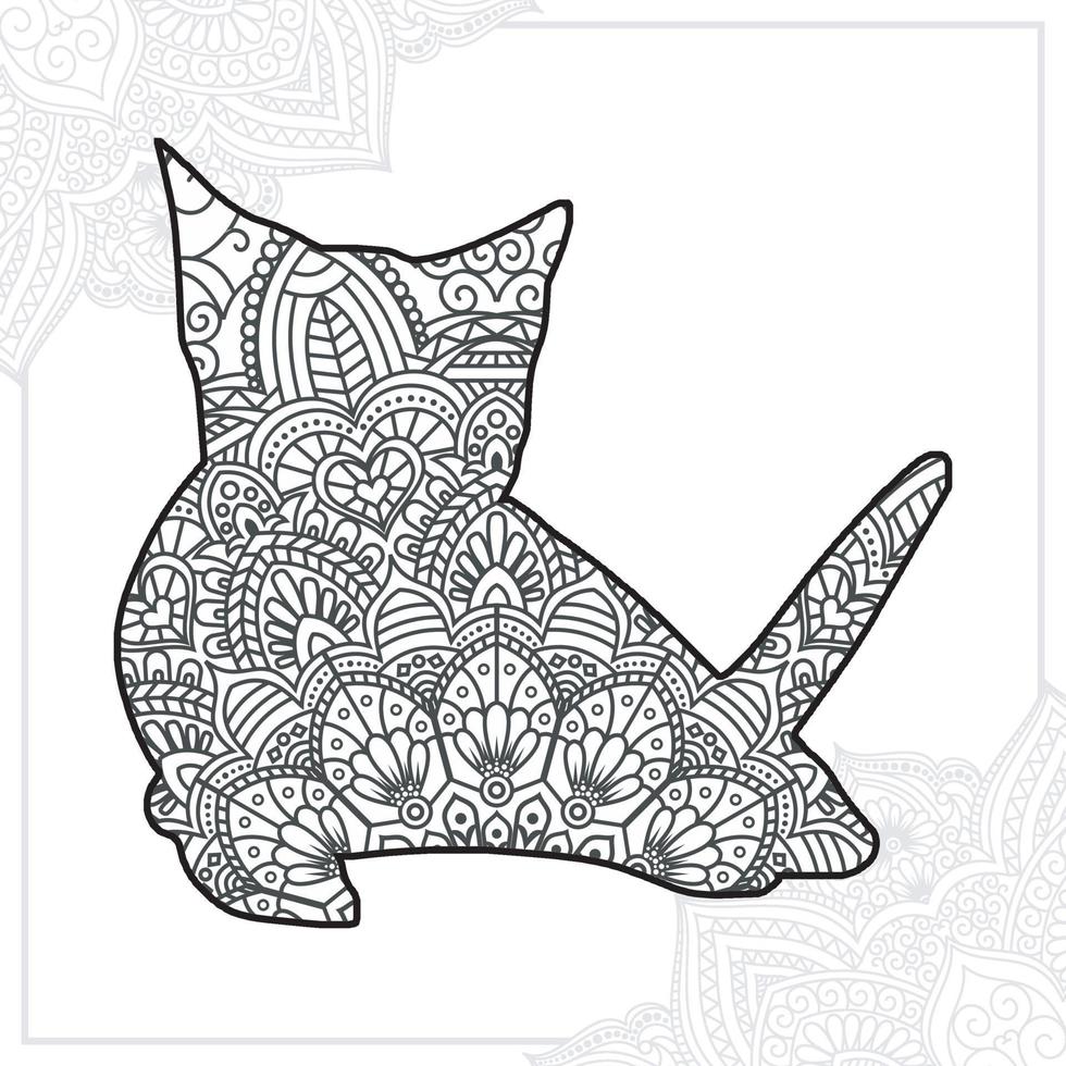 mandala de gato. elementos decorativos vintage. patrón oriental, ilustración vectorial. vector