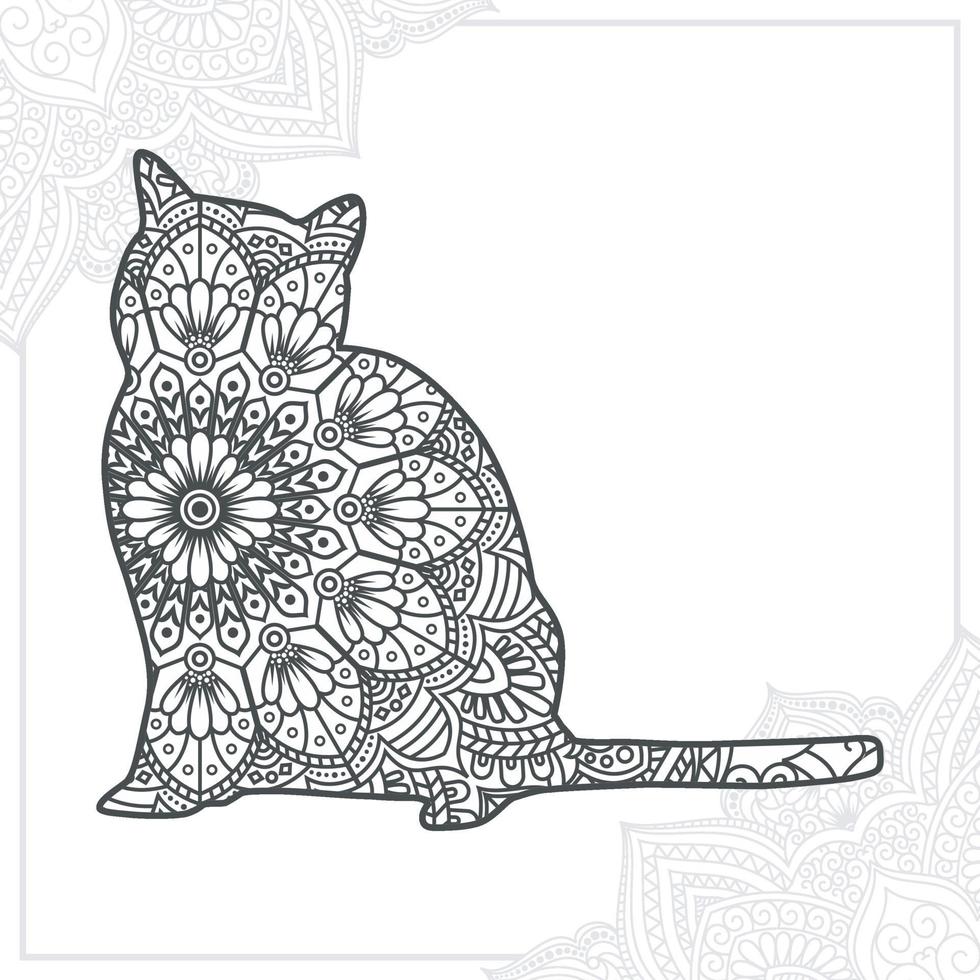 Cat Mandala. Vintage decorative elements. Oriental pattern, vector illustration.