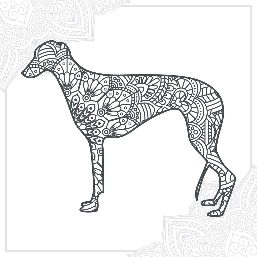 Dog Mandala. Vintage decorative elements. Oriental pattern, vector illustration.