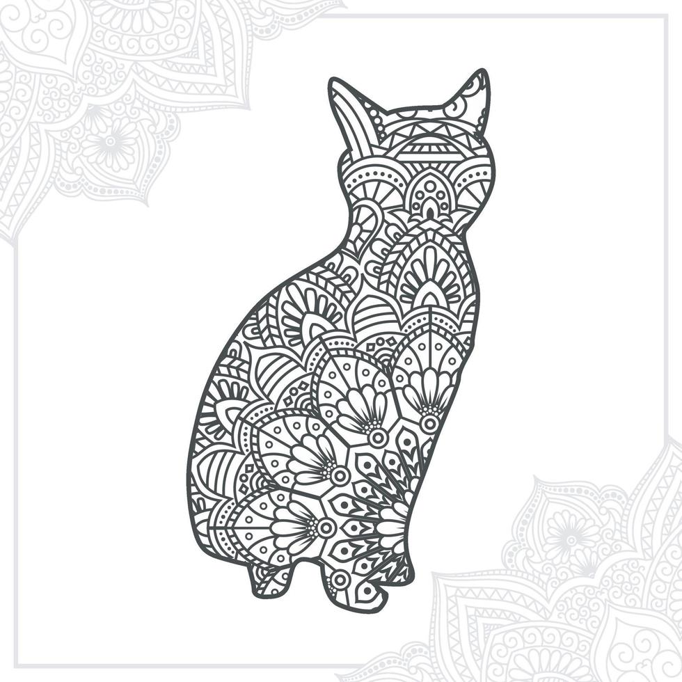 Cat Mandala. Vintage decorative elements. Oriental pattern, vector illustration.