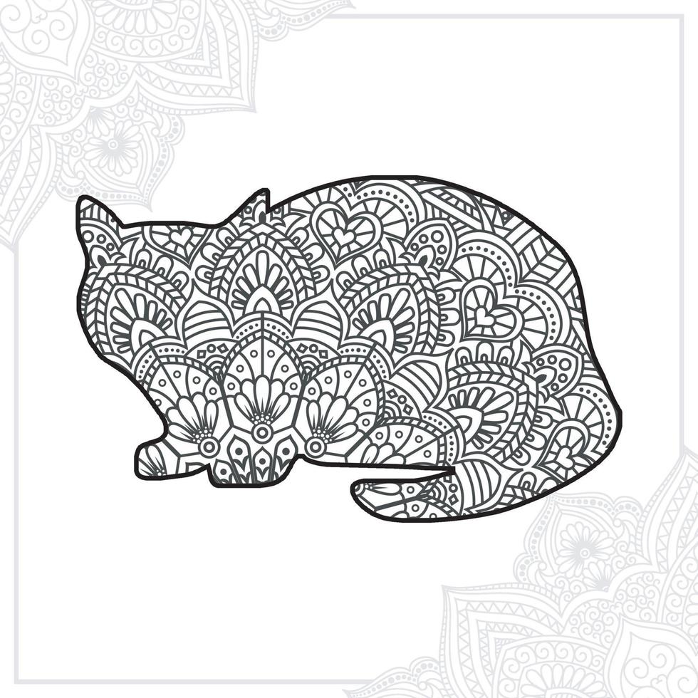 Cat Mandala. Vintage decorative elements. Oriental pattern, vector illustration.