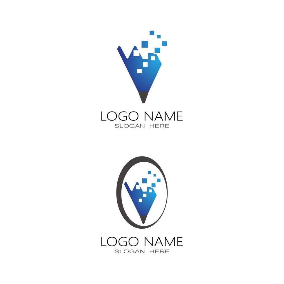 lápiz, logotipo, plantilla, vector, símbolo, diseño vector