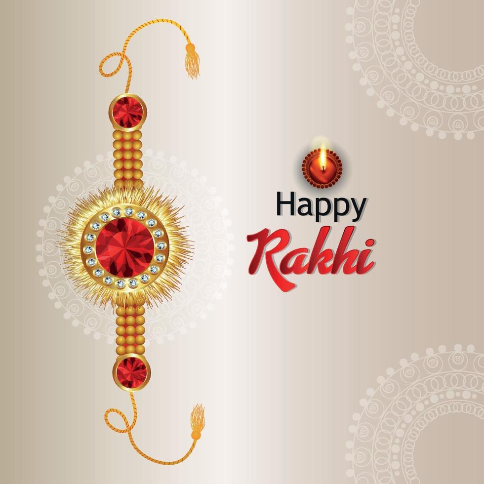Indian festival of happy raksha bandhan celebration background with crystal rakhi and gifts vector