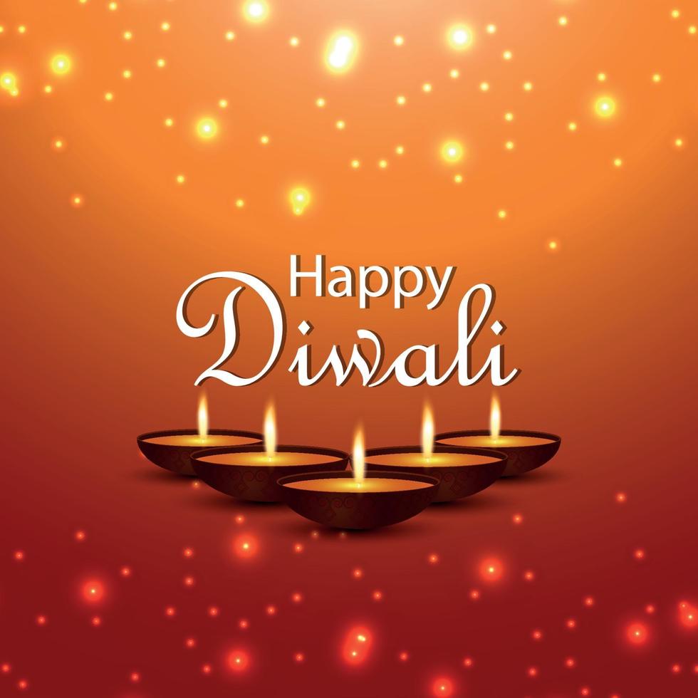 Feliz tarjeta de felicitación de celebración de diwali con ilustración de vector creativo