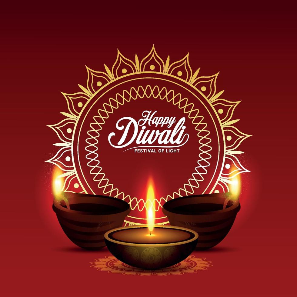 The festival of light happy diwali, invitation greeting card vector