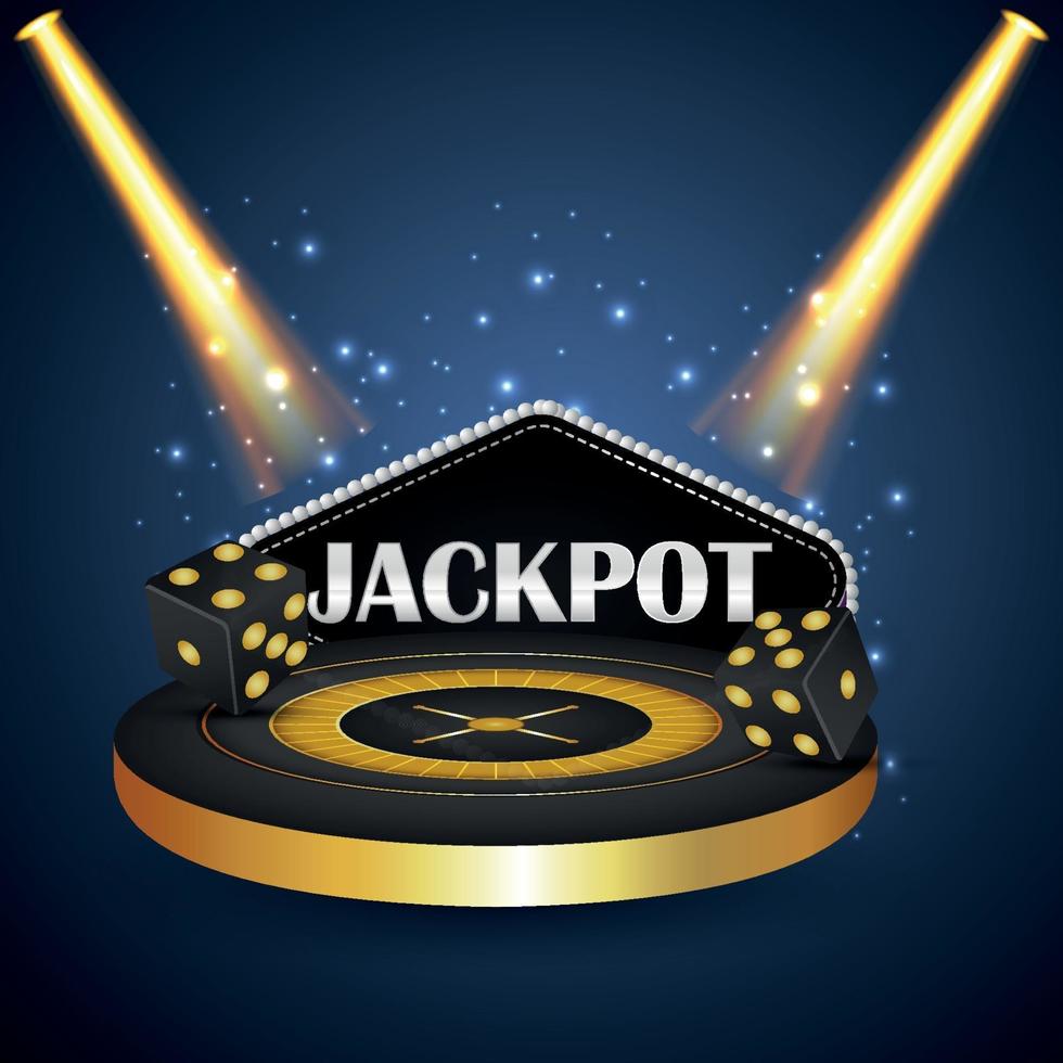 Casino jackpot gambling online game with creative roulette wheel vector
