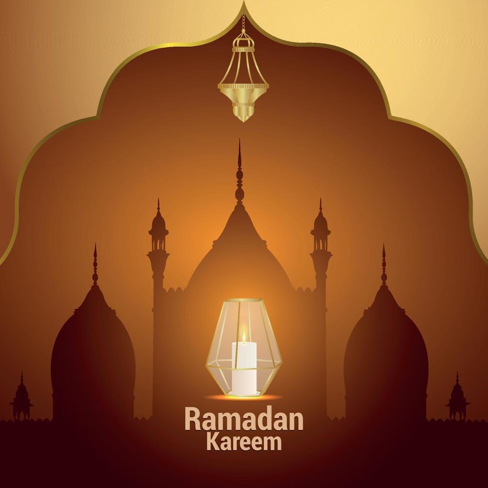 Ramadan kareem with arabic vector lantern on creative background