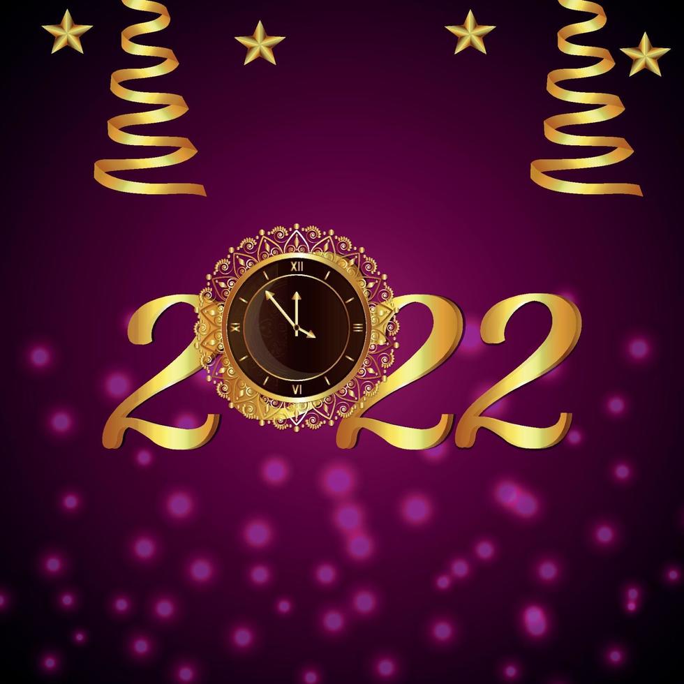 efecto de texto dorado de 2022, tarjeta de felicitación de invitación de feliz año nuevo vector