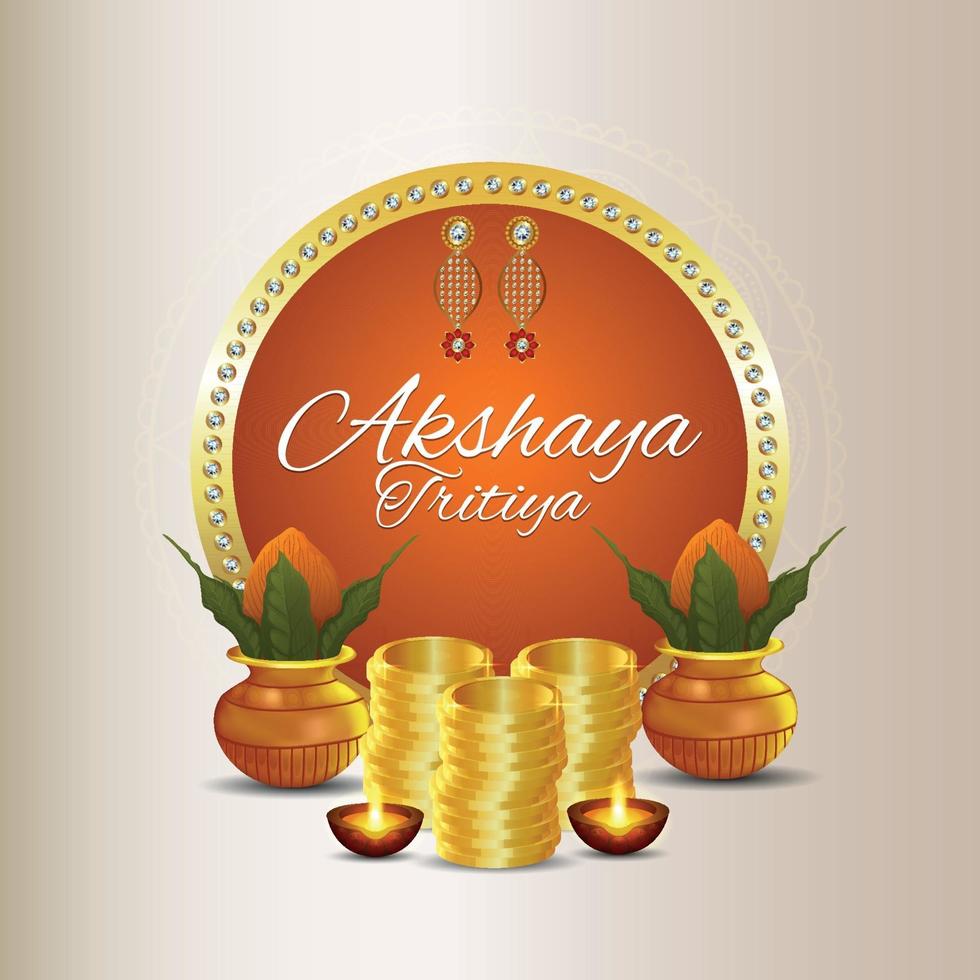Akshaya tritiya celebration sale promotion with gold coins vector