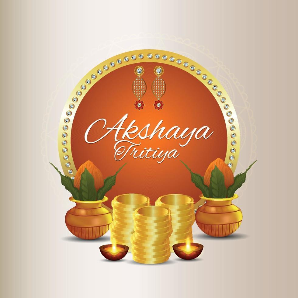 promoción de venta de celebración de akshaya tritiya con monedas de oro vector