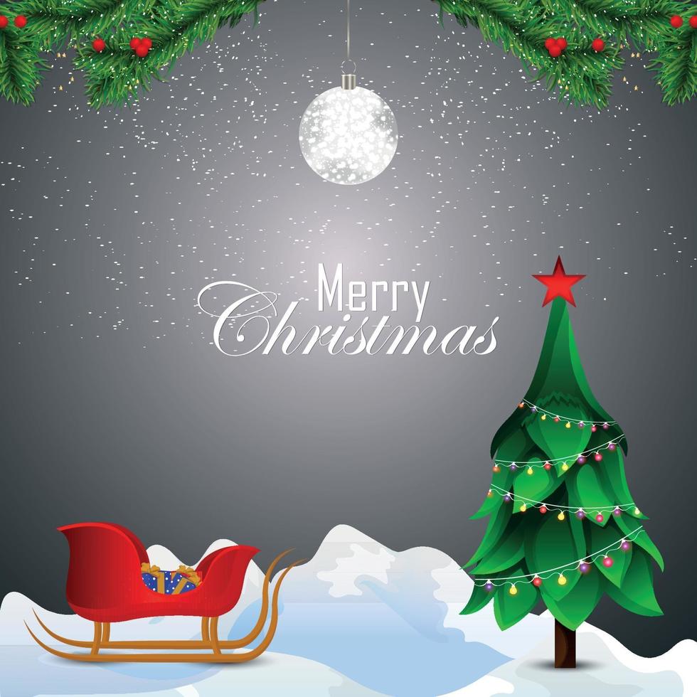 feliz navidad, invitación, tarjeta de felicitación, con, árbol de navidad vector
