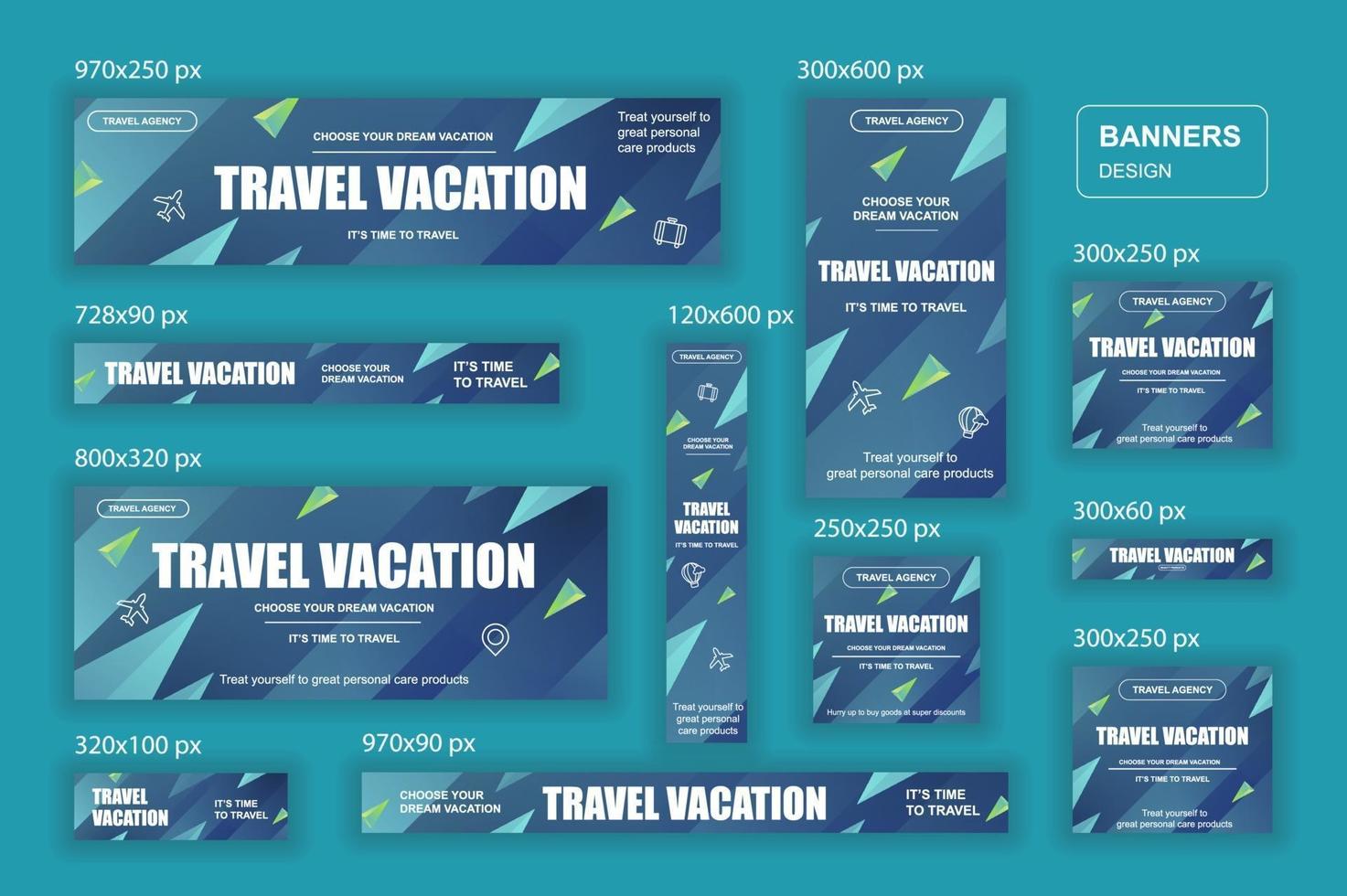Collection web banners different sizes for mobile and social networks poster shopping ads and marketing material vector