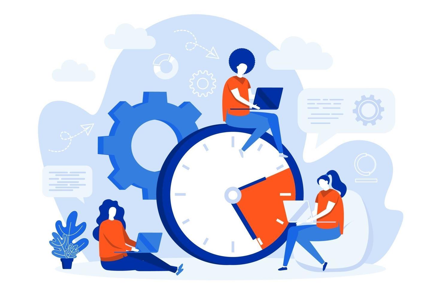 Time management web concept design with people vector