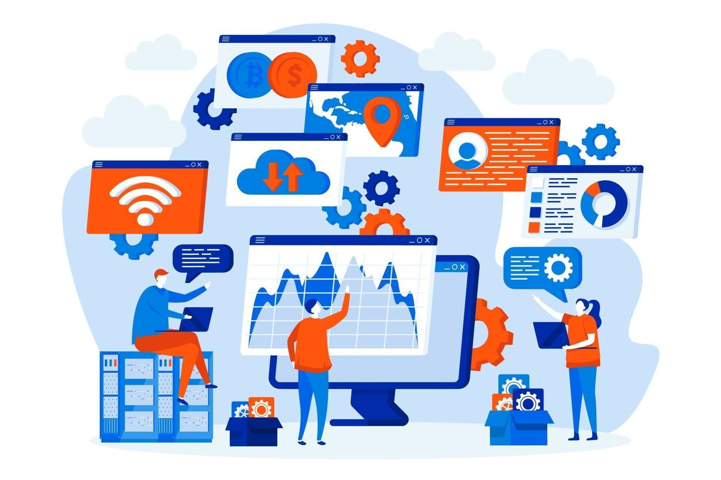 Cyberspace management concept with people vector