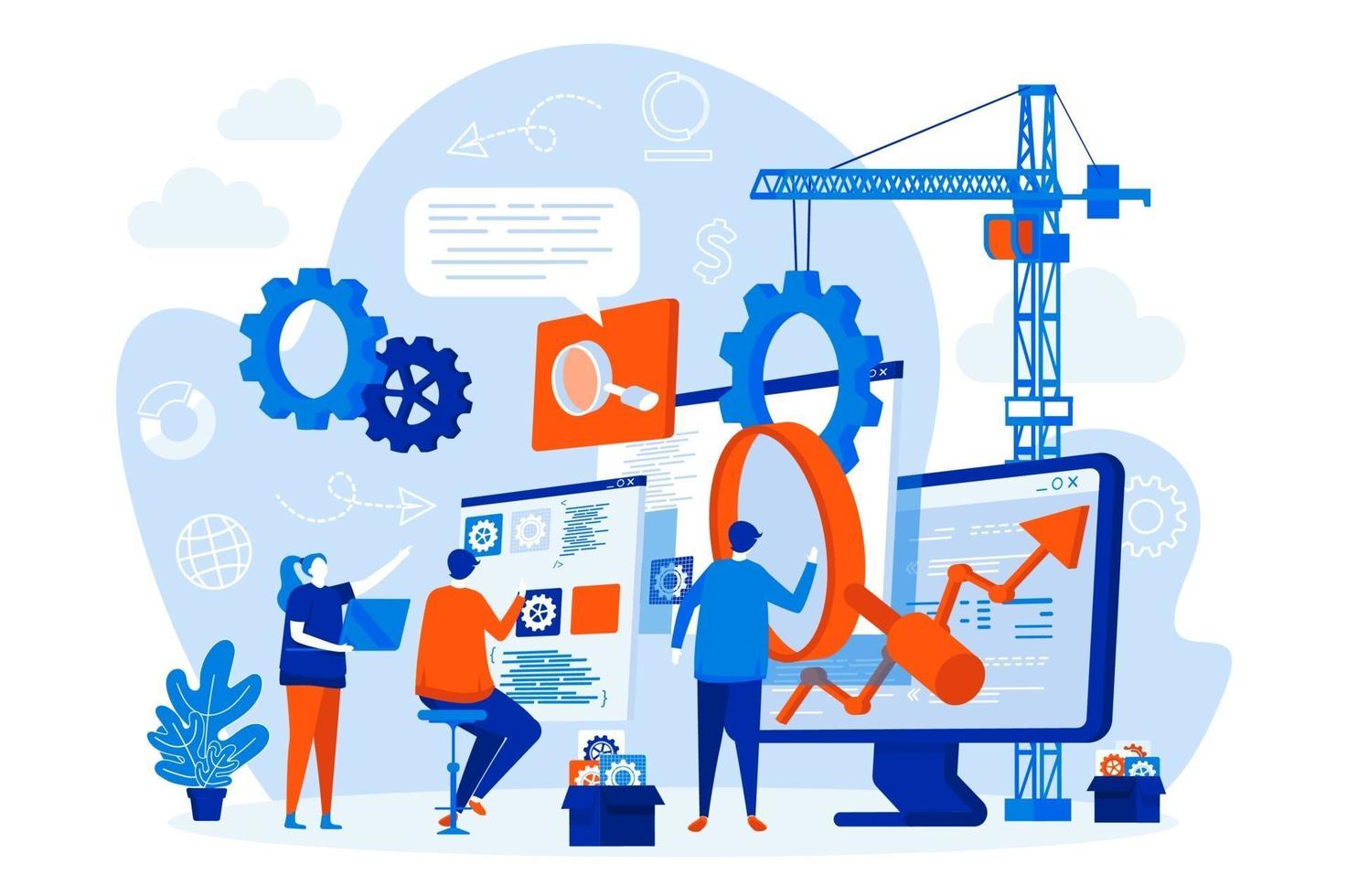 SEO optimization web design with people vector