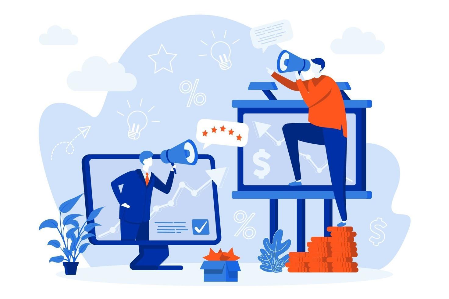 Outbound marketing web concept design with people vector