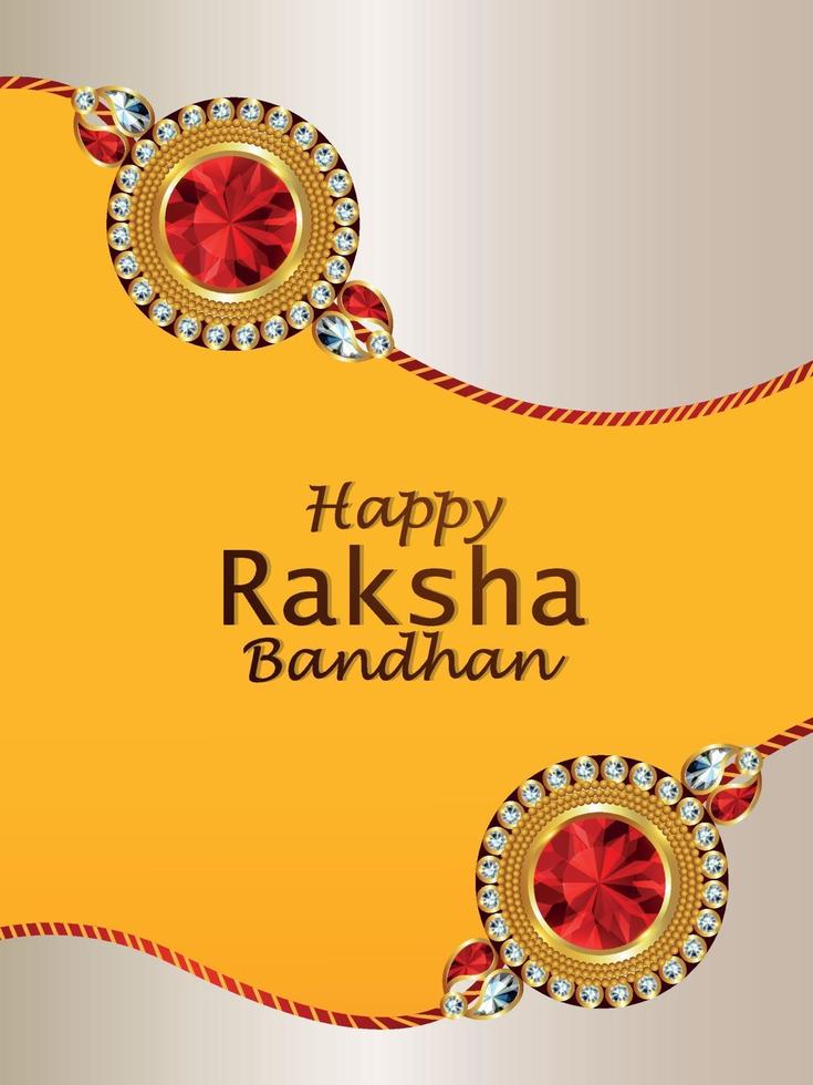 Happy raksha bandhan celebration with crystal rakhi vector