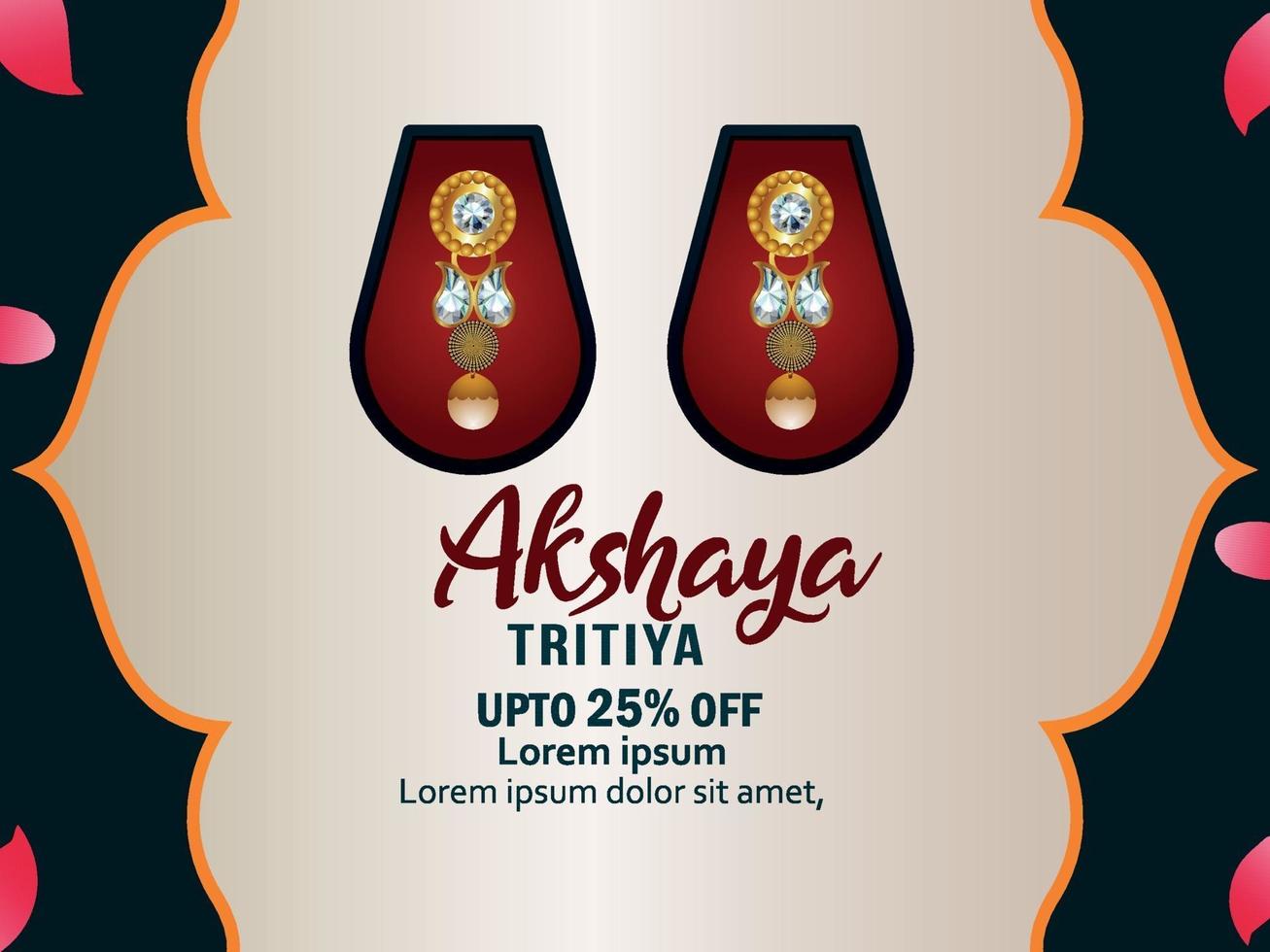 Akshaya tritiya celebration sale promotion background with gold earrings vector