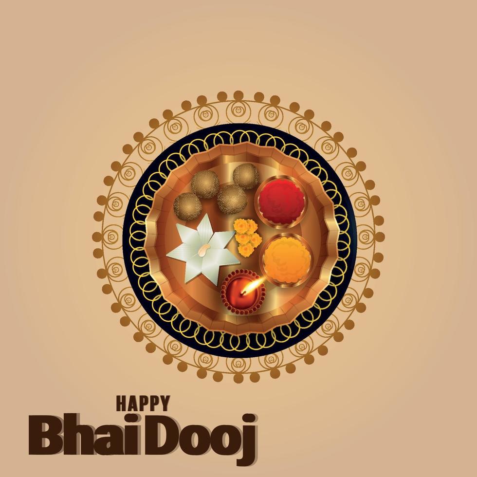 Happy bhai dooj celebration greeting card vector