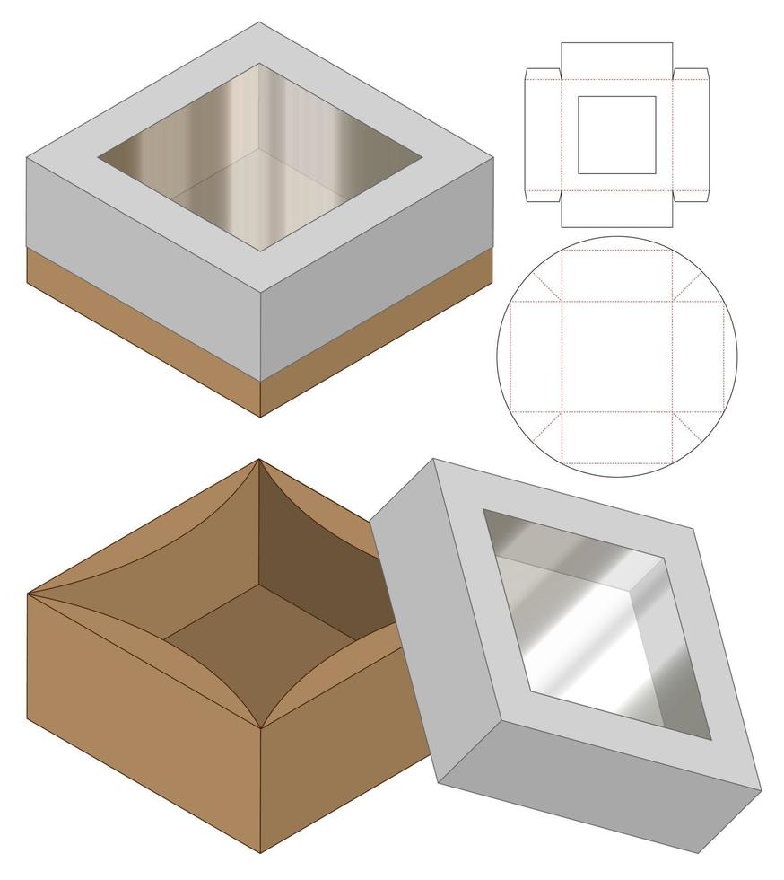 diseño de plantilla troquelada de embalaje de caja. Maqueta 3d vector