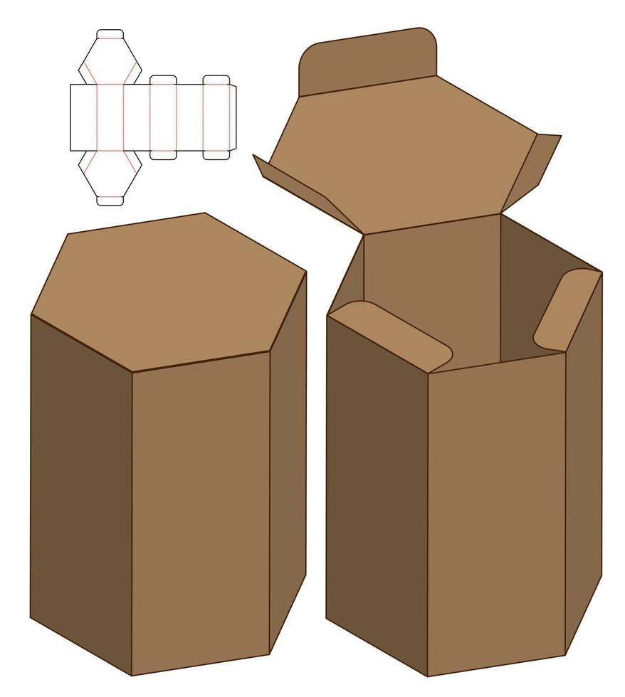 Box packaging die cut template design. 3d mock-up vector