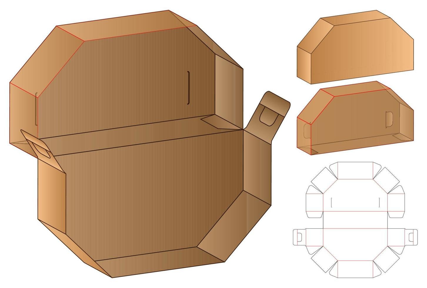 Box packaging die cut template design. 3d mock-up vector
