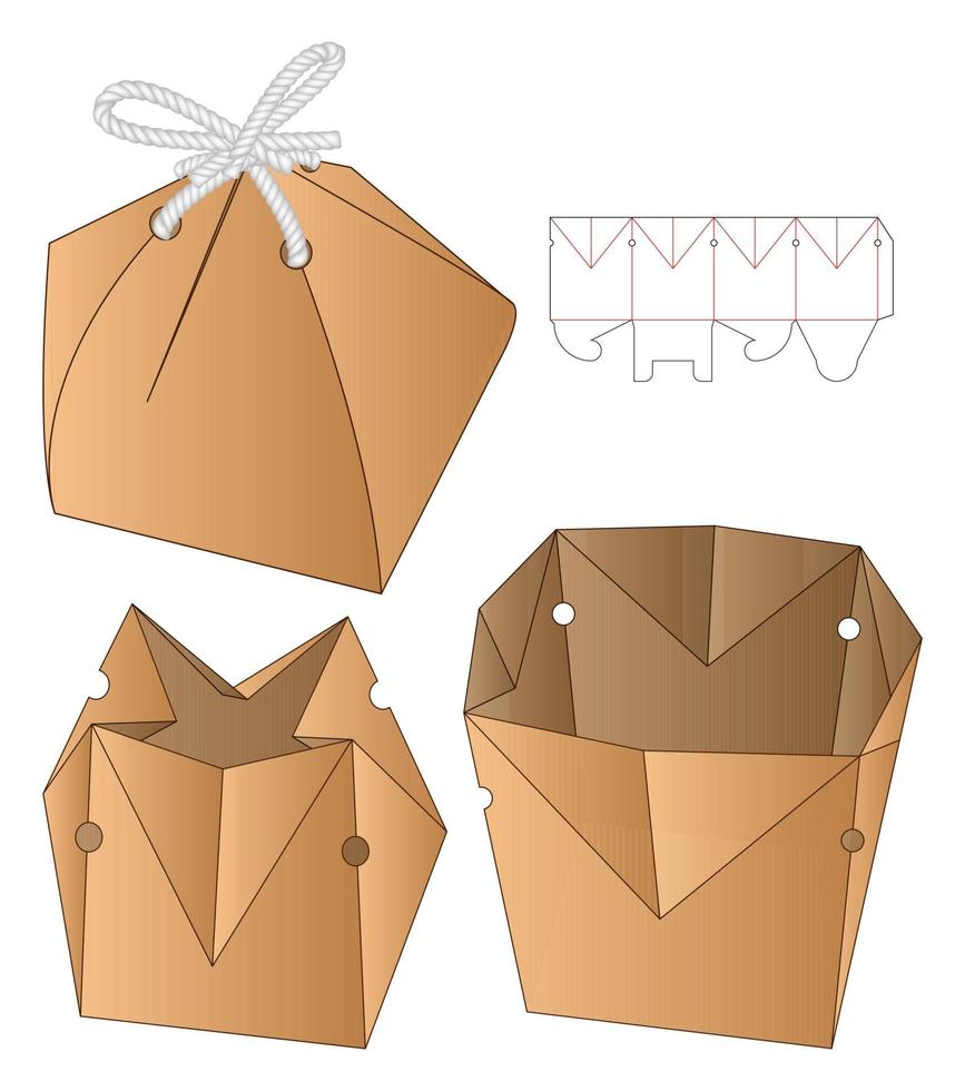 Box packaging die cut template design. 3d mock-up vector