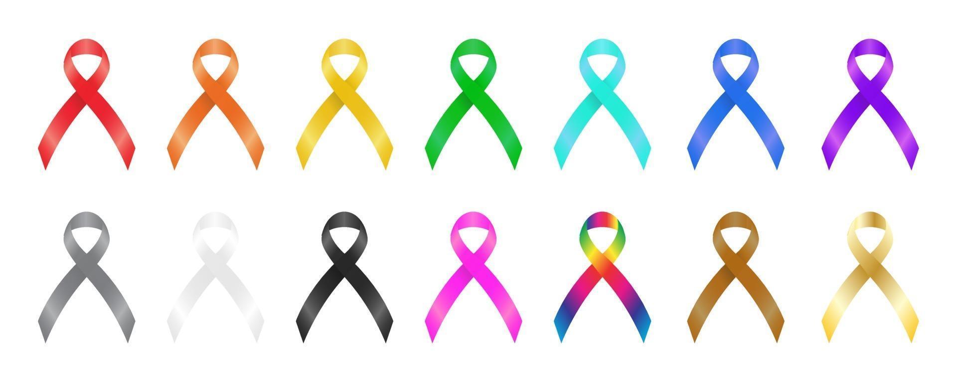 Colorful awareness ribbons vector