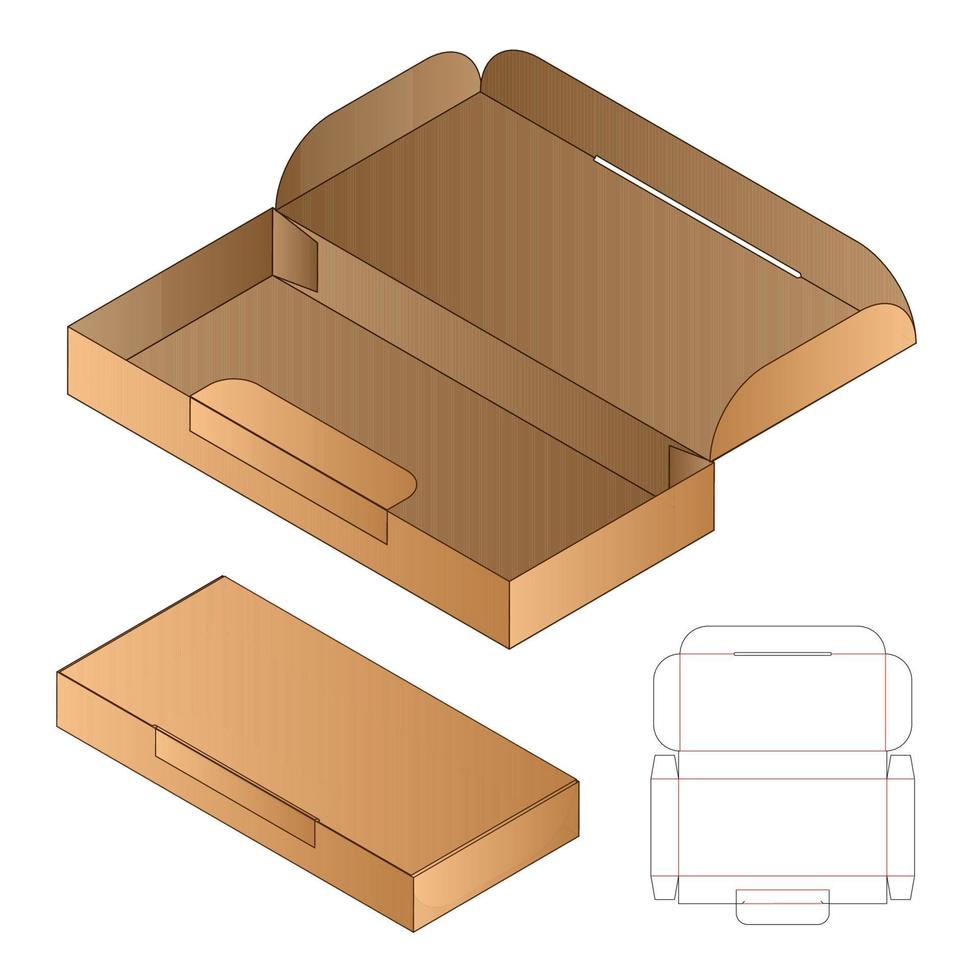 Box packaging die cut template design. 3d mock-up vector