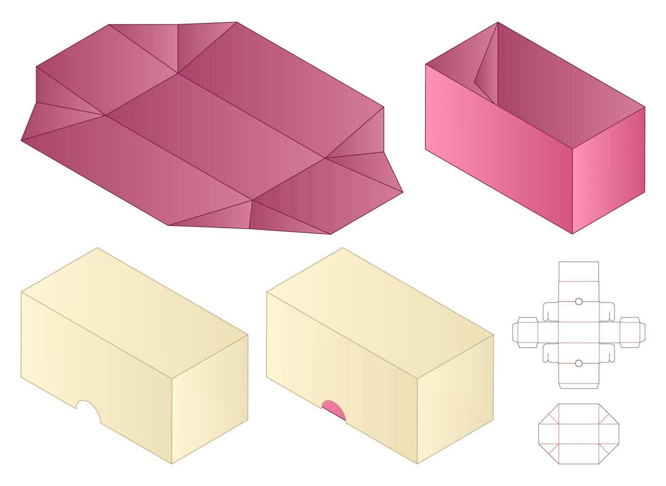 Box packaging die cut template design. 3d mock-up vector