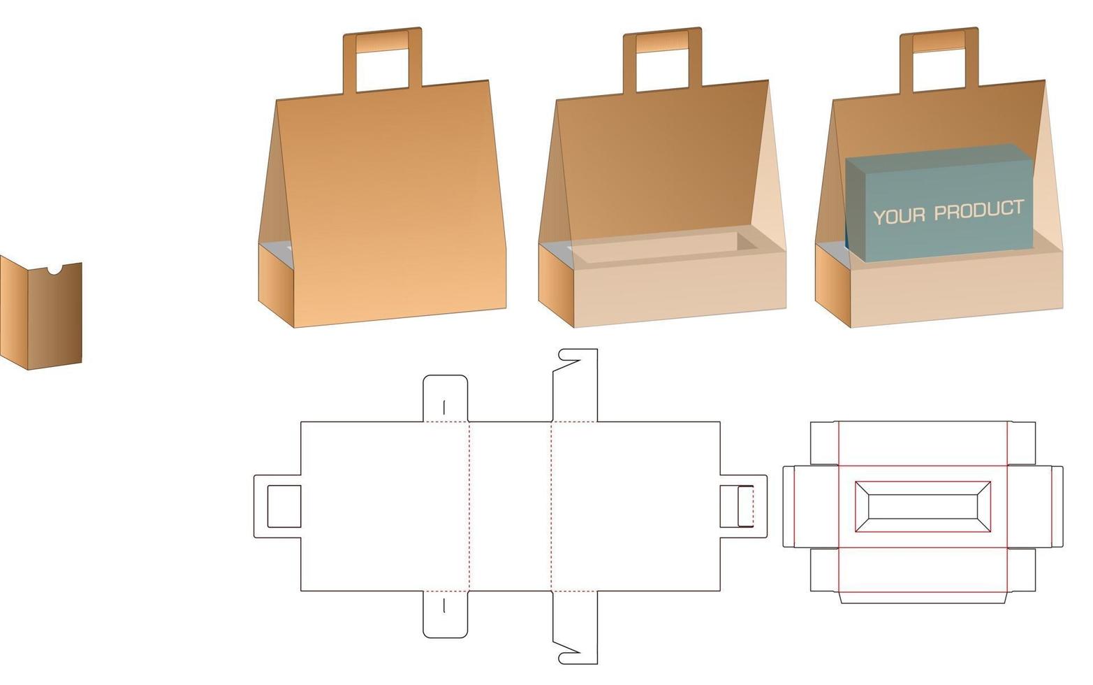 Box packaging die cut template design. 3d mock-up vector