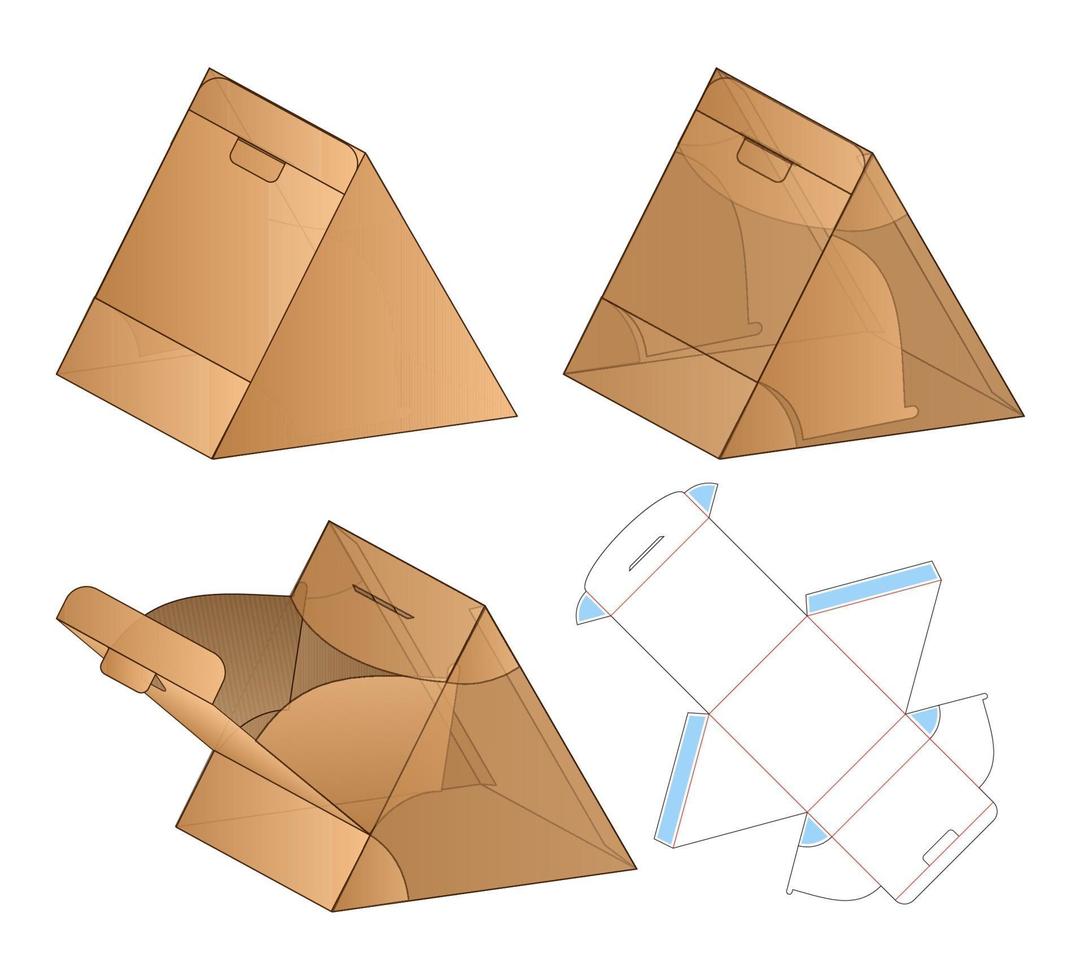 diseño de plantilla troquelada de embalaje de caja. Maqueta 3d vector