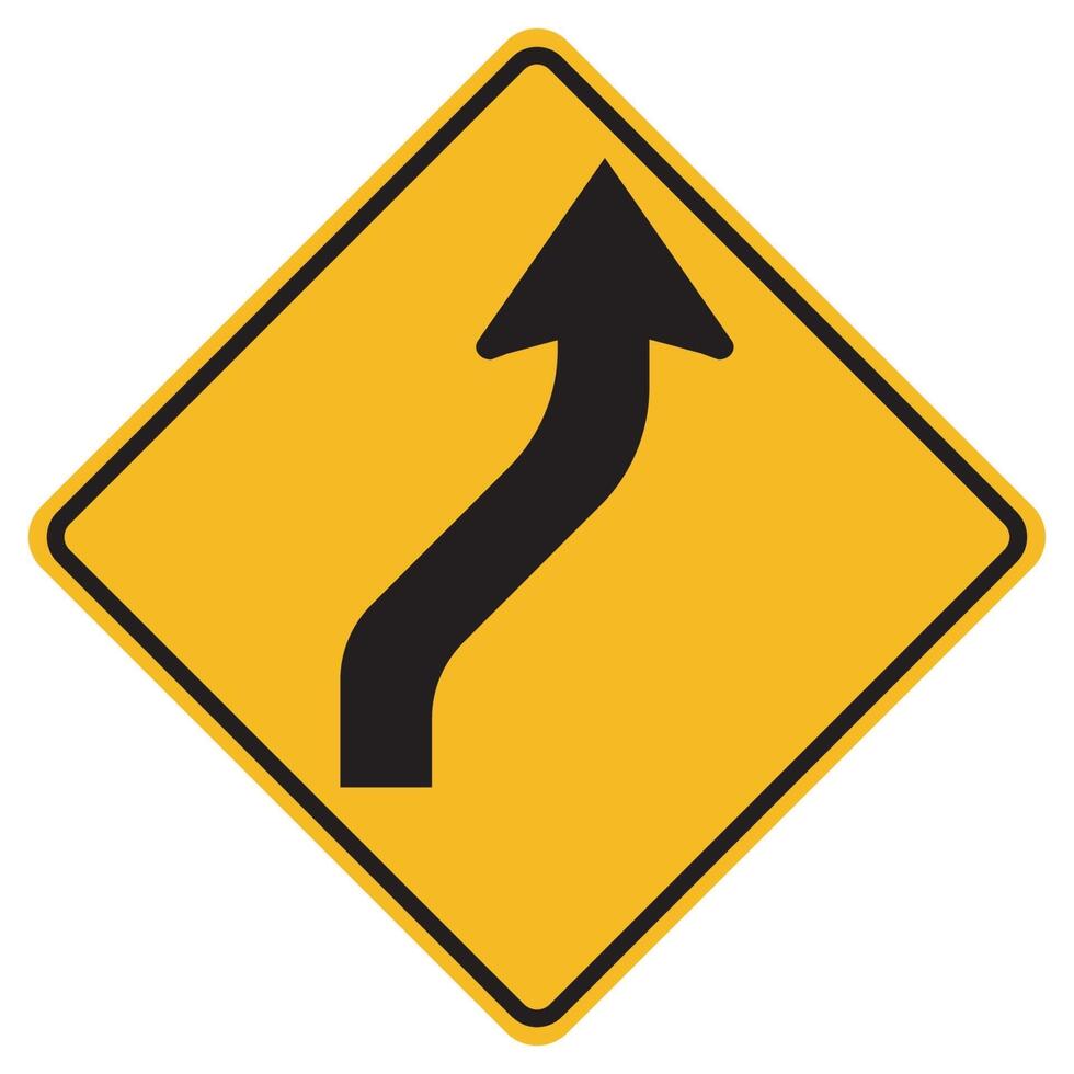 Warning signs Double curve first to right vector