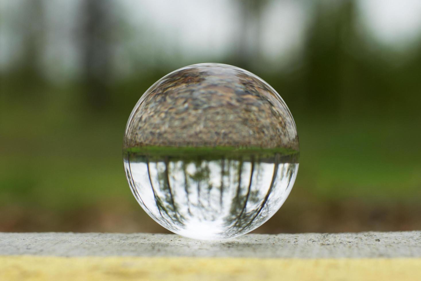 A lens ball in an autumn forest photo