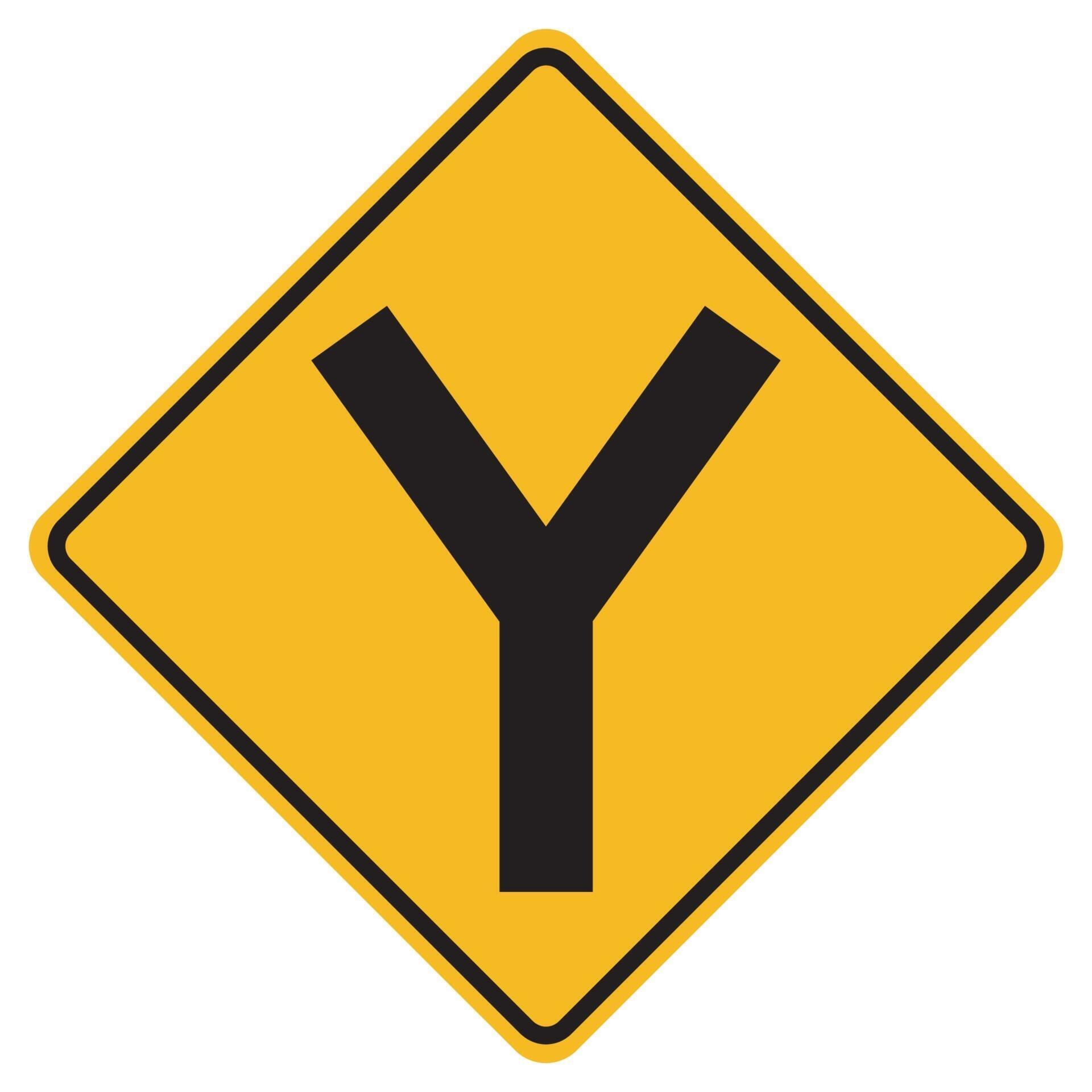 Warning signs Y junction on white background 2314835 Vector Art at Vecteezy