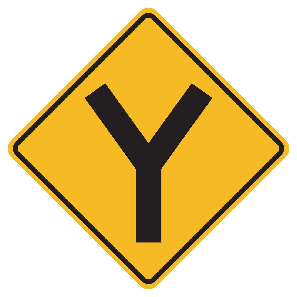 Warning signs Y junction on white background vector