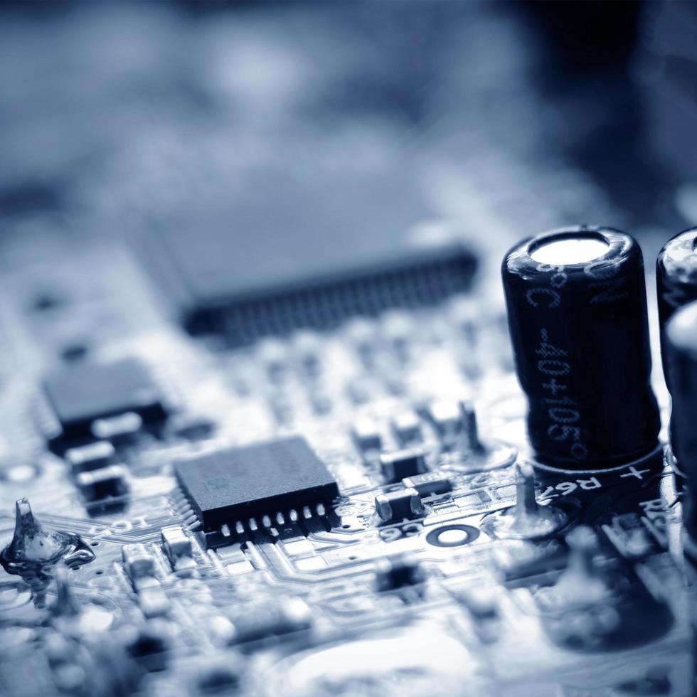 Close up image of a circuit board in blur. photo