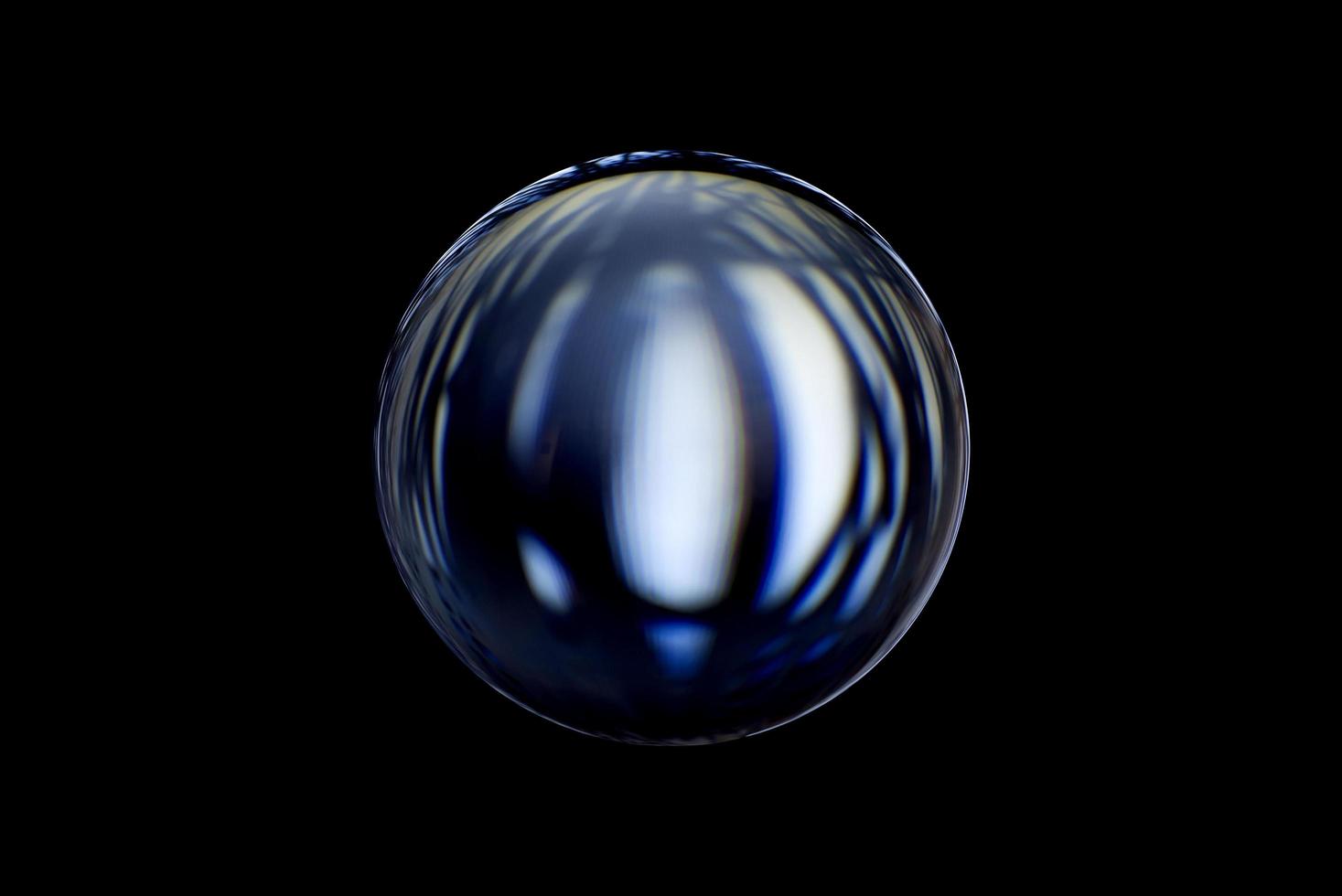 una esfera abstracta con un patrón borroso aislado sobre fondo negro. foto